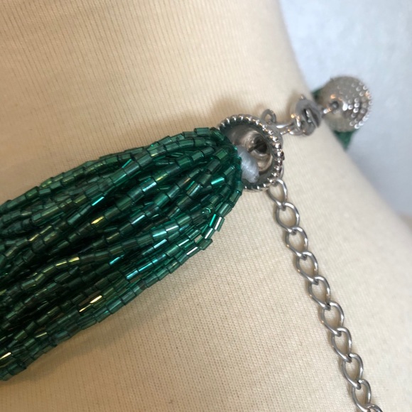 Multi Strand Seed Bead Turquoise Boho Statement Necklace - Picture 3 of 5